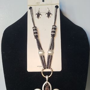 Mixed METALLIC Metal Elegant Fleur De Lis Jewelry Set